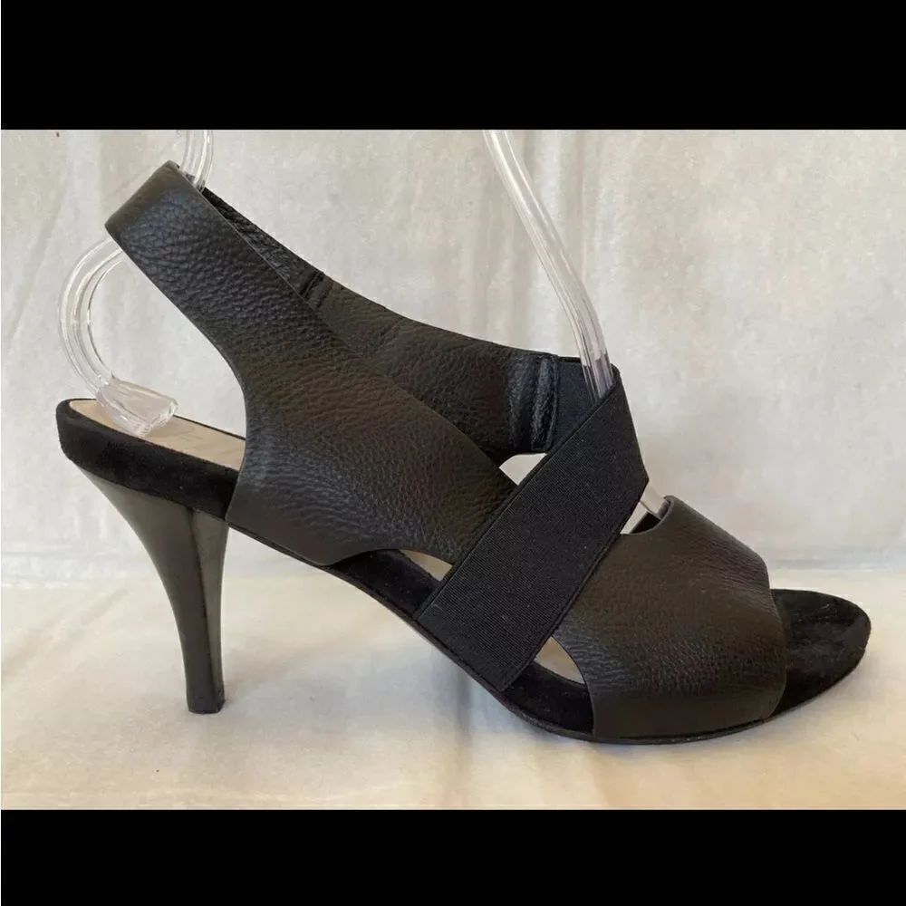 Aquatalia Pebbled Black Leather Strappy Sandals Sz 9.5